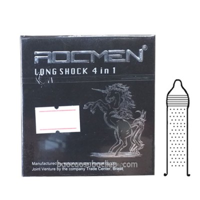 Bao cao su gân gai kéo dài thời gian ROCMEN  ( Long Shock 4 in 1 ) hộp 3 cái