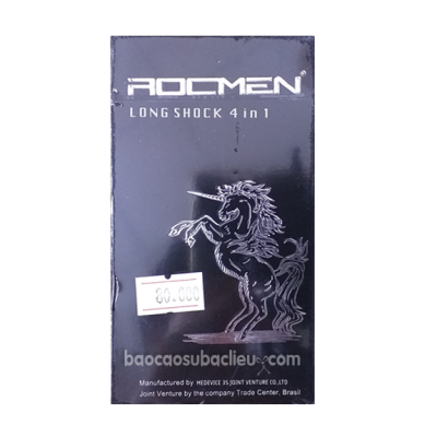 Bao cao su gân gai kéo dài thời gian ROCMEN ( Long Shock 4 in 1 ) hộp 12 cái