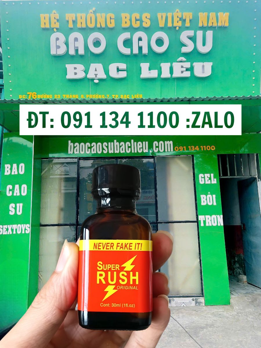 Poppers Super Rush Red Original 30ml – Chai Hít Tăng Hưng Phấn Cho Top & Bot Tại Bao Cao Su Bạc Liêu