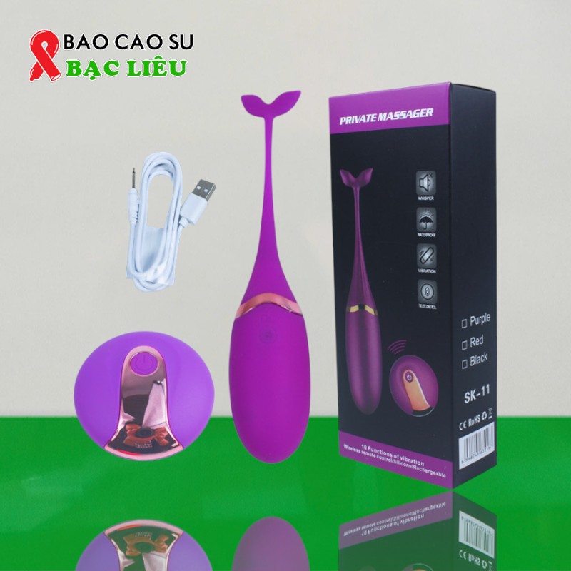 Trứng Rung Đuôi Cá Heo Điều Khiển Từ Xa – 10 Chế Độ Rung, IPX6, Sạc USB | Tại Bao Cao Su Bạc Liêu