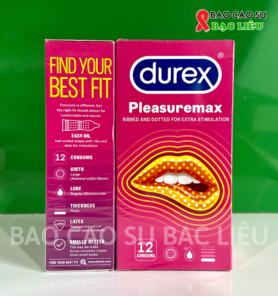 Bao cao su gân - gai mịn Durex Pleasuremax hộp 12 cái