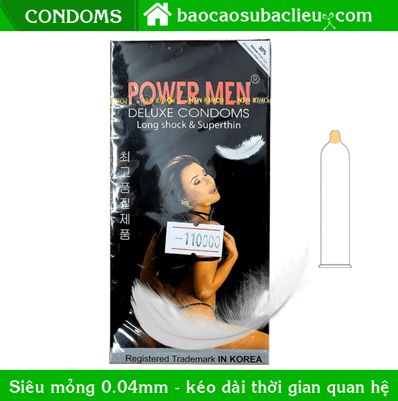 Bao cao su Power Men Long shock Supperthin - hộp 12 bao