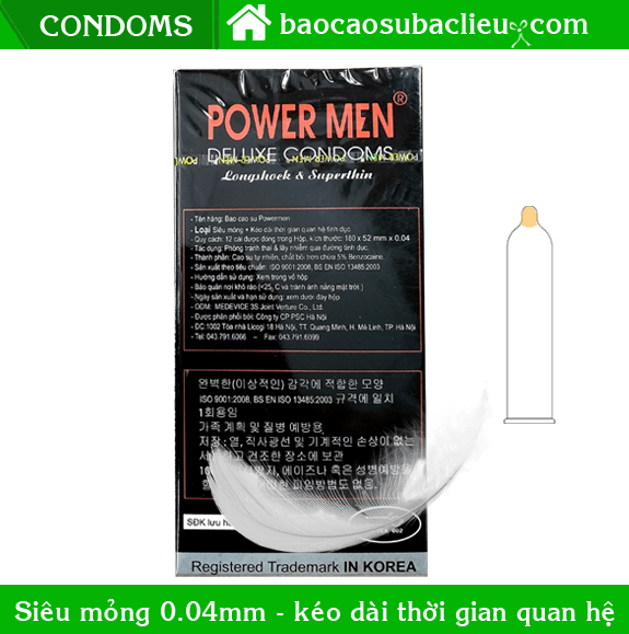 Bao cao su Power Men Long shock Supperthin - hộp 12 bao