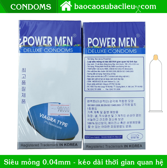Bao cao su Power Men Viagra kéo dài thời gian - hộp 12 cái tại Bạc Liêu