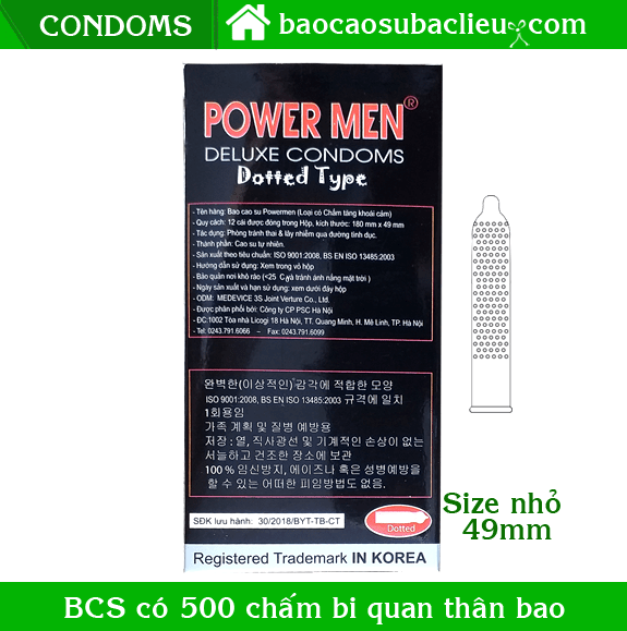 Bao cao su Power Men Dotted Type hộp 12 bao