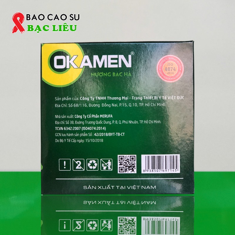 Bao cao su gia đình Okamen Mint Flavour hộp 144 cái (52mm) – Hương Bạc Hà | Tại Bao Cao Su Bạc Liêu