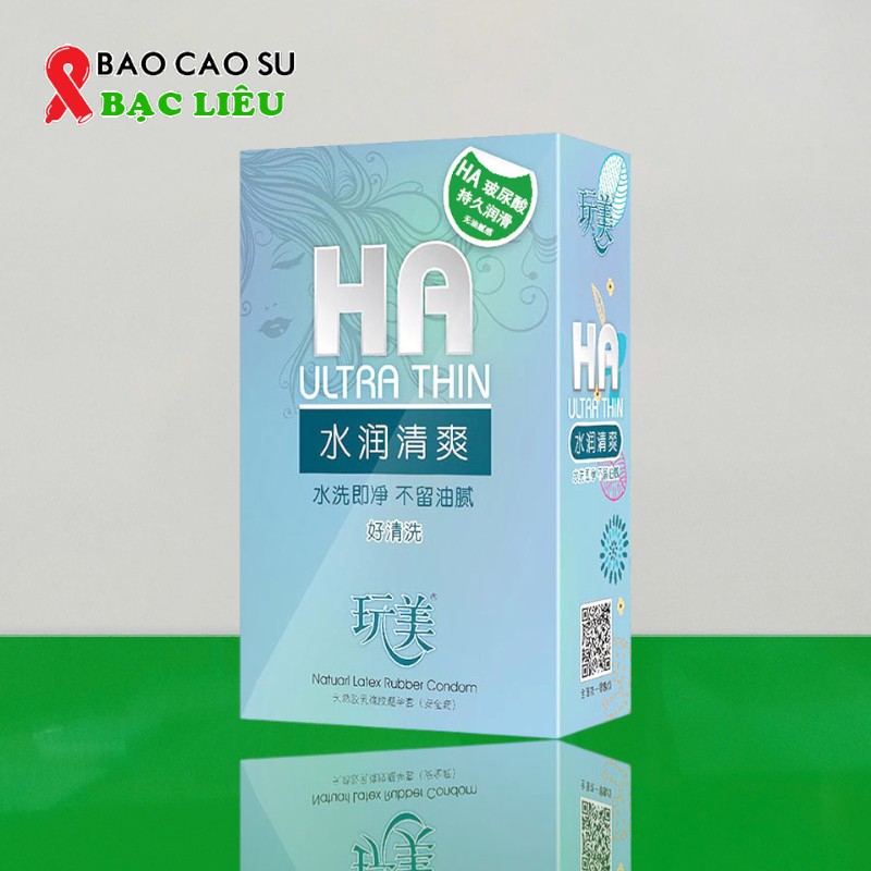 Bao cao su HA Ultra Thin – siêu mỏng, nhiều gel, êm ái (hộp 100 cái) cho bao cao su khách sạn/bao cao su nhà nghỉ tại Bạc Liêu